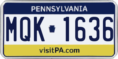 PA license plate MQK1636
