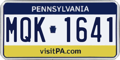 PA license plate MQK1641
