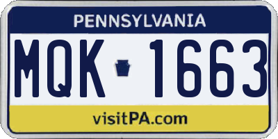 PA license plate MQK1663