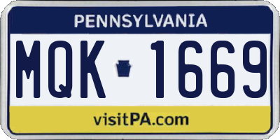 PA license plate MQK1669