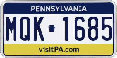 PA license plate MQK1685