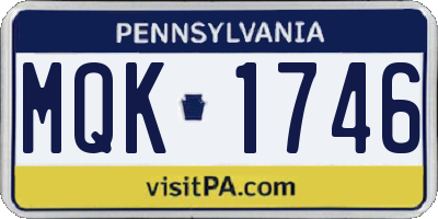 PA license plate MQK1746