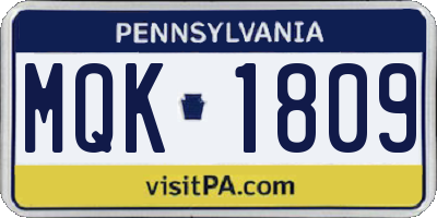 PA license plate MQK1809