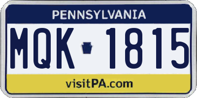 PA license plate MQK1815