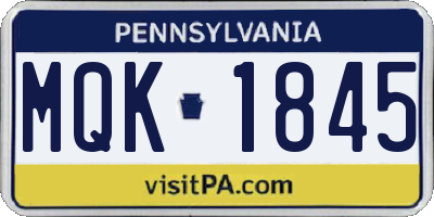 PA license plate MQK1845