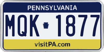 PA license plate MQK1877