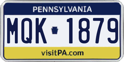 PA license plate MQK1879