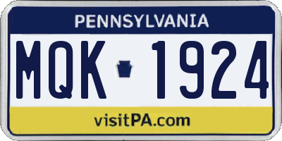 PA license plate MQK1924