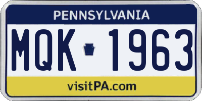 PA license plate MQK1963