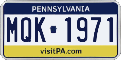 PA license plate MQK1971
