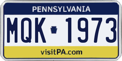 PA license plate MQK1973