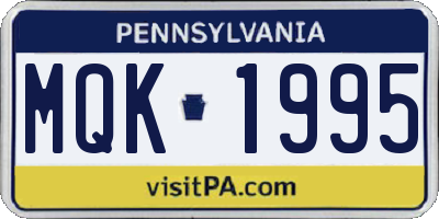 PA license plate MQK1995
