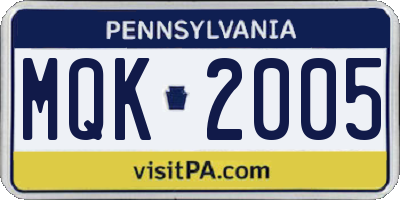 PA license plate MQK2005