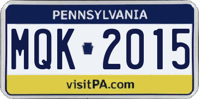 PA license plate MQK2015