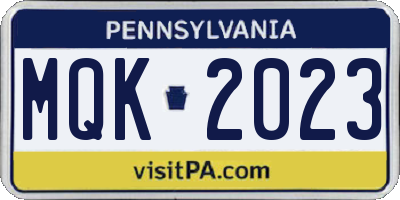 PA license plate MQK2023