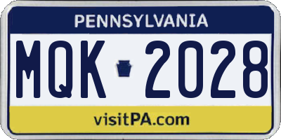 PA license plate MQK2028