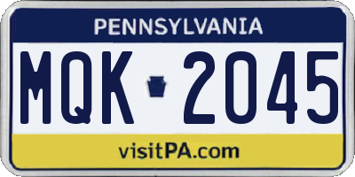 PA license plate MQK2045