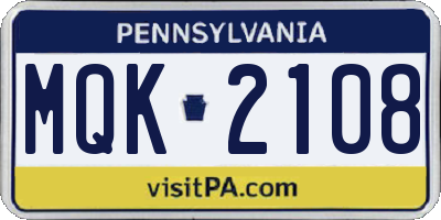 PA license plate MQK2108