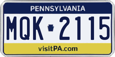 PA license plate MQK2115