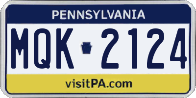 PA license plate MQK2124