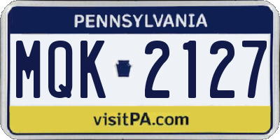 PA license plate MQK2127