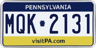 PA license plate MQK2131