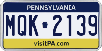 PA license plate MQK2139