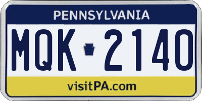 PA license plate MQK2140
