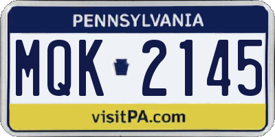 PA license plate MQK2145
