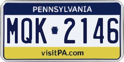 PA license plate MQK2146