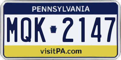 PA license plate MQK2147