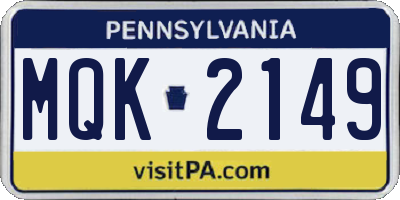 PA license plate MQK2149