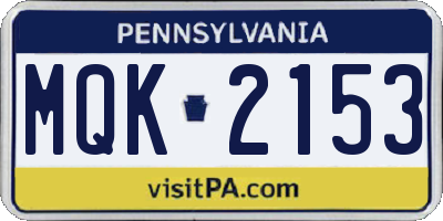 PA license plate MQK2153