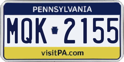 PA license plate MQK2155