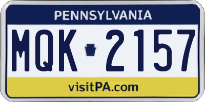 PA license plate MQK2157