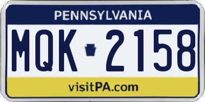 PA license plate MQK2158