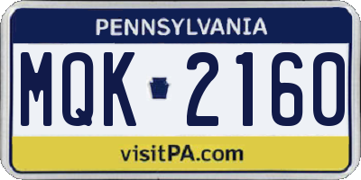 PA license plate MQK2160