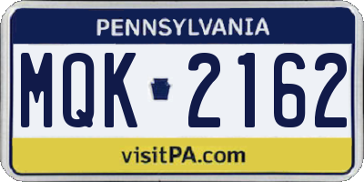 PA license plate MQK2162