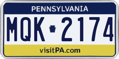 PA license plate MQK2174