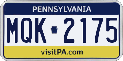 PA license plate MQK2175