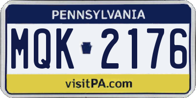 PA license plate MQK2176