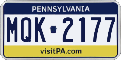 PA license plate MQK2177