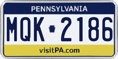 PA license plate MQK2186