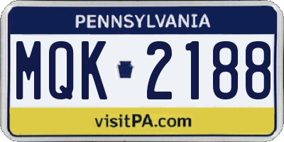 PA license plate MQK2188