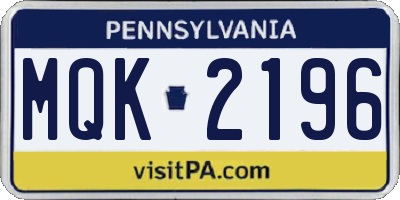 PA license plate MQK2196