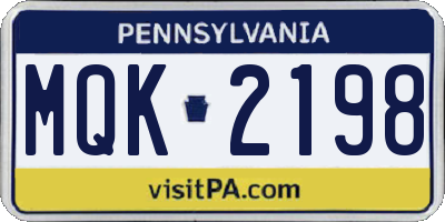 PA license plate MQK2198