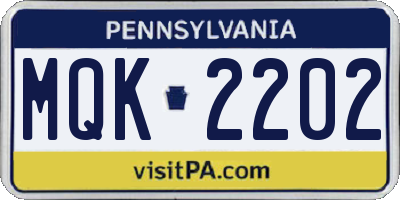 PA license plate MQK2202