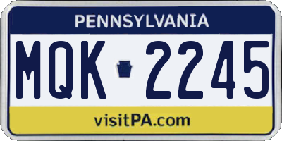 PA license plate MQK2245