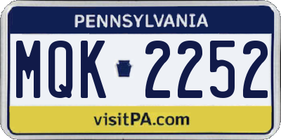 PA license plate MQK2252