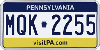 PA license plate MQK2255